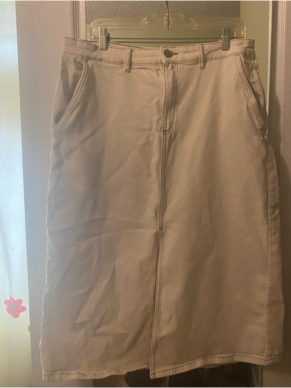 White Denim Midi Skirt